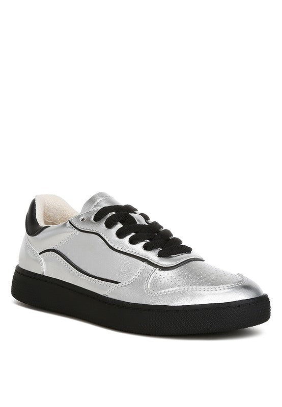 Kyniska Metallic Faux Leather Everyday Sneakers - Fuzzys Fashion USA