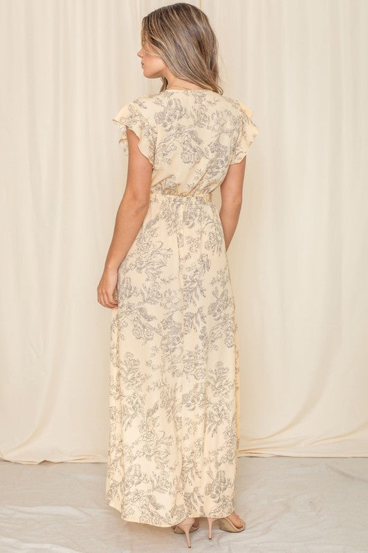 Floral Surplice Sash Sundress No Lining - Fuzzys Fashion USA