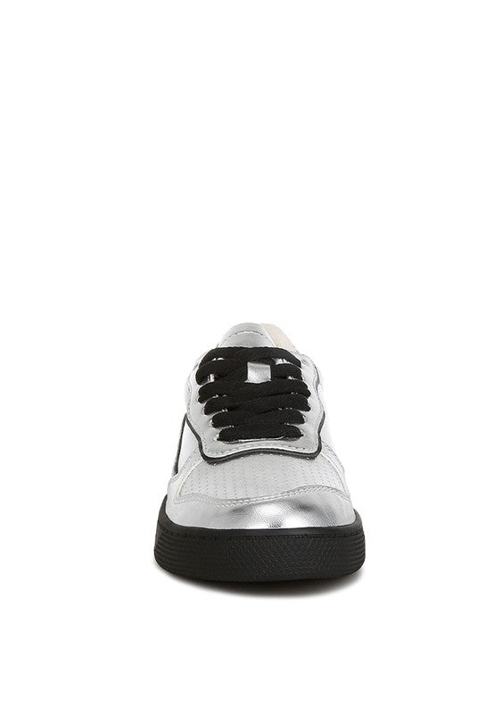 Kyniska Metallic Faux Leather Everyday Sneakers - Fuzzys Fashion USA