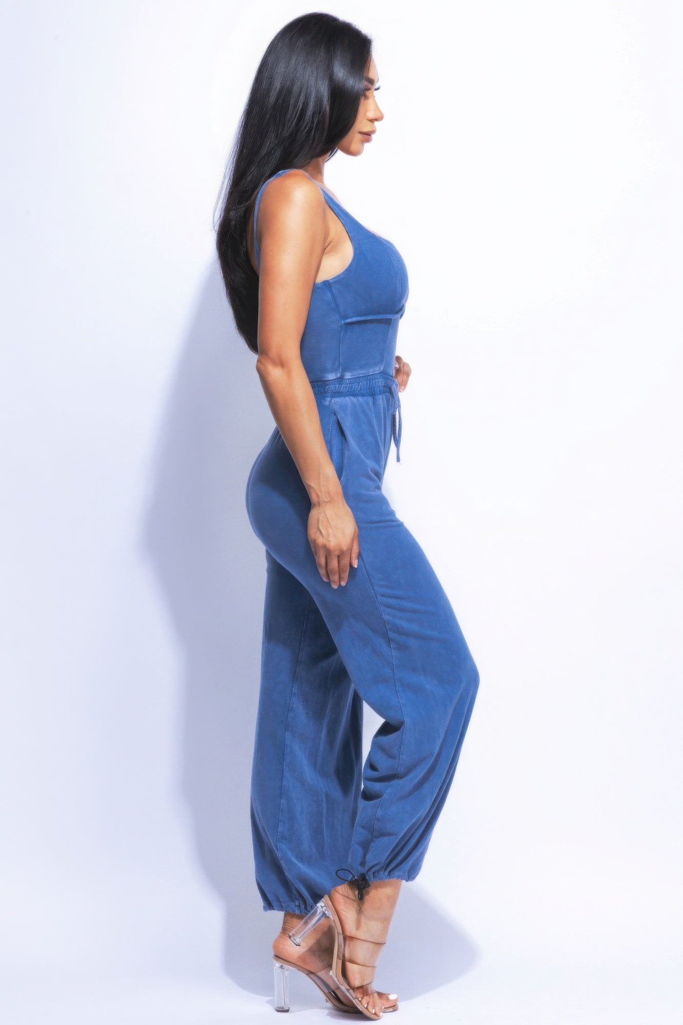 Washed Jumpsuit With Adjustable Ankle - Fuzzys Fashion USA