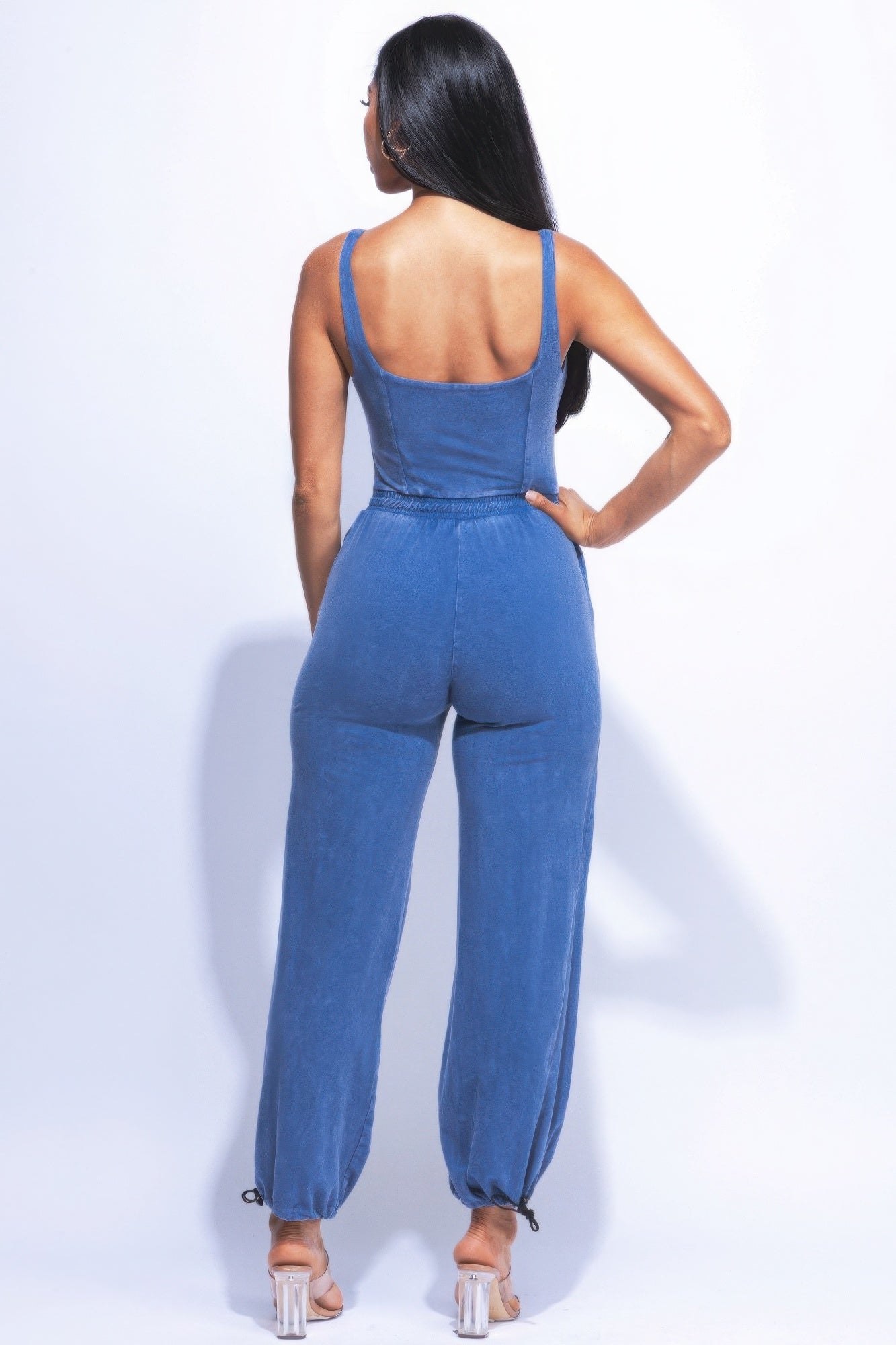 Washed Jumpsuit With Adjustable Ankle - Fuzzys Fashion USA