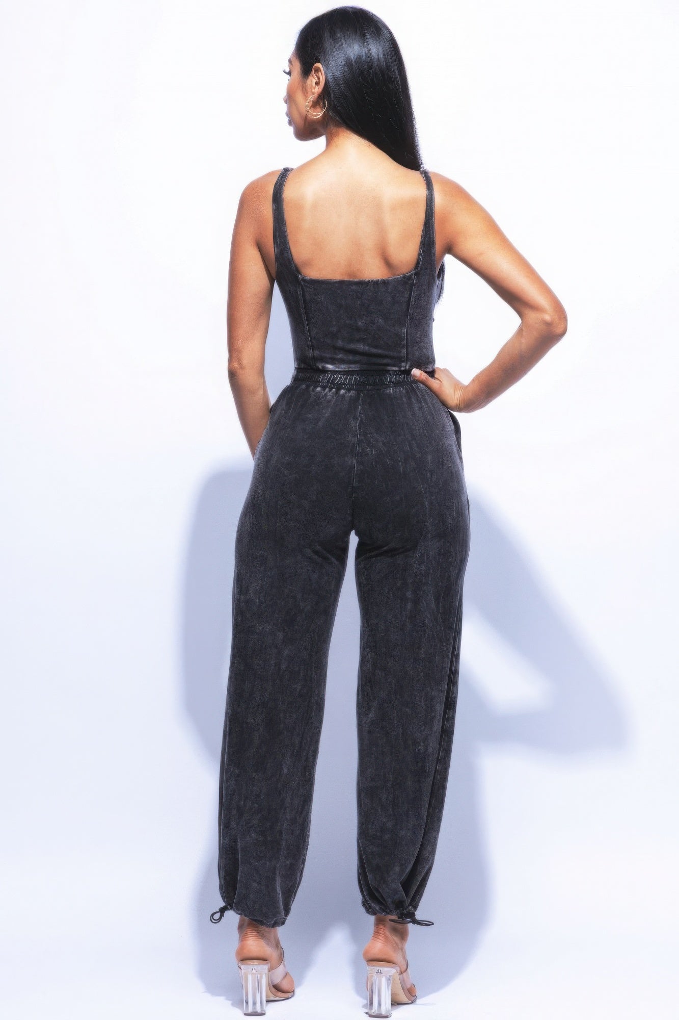 Washed Jumpsuit With Adjustable Ankle - Fuzzys Fashion USA