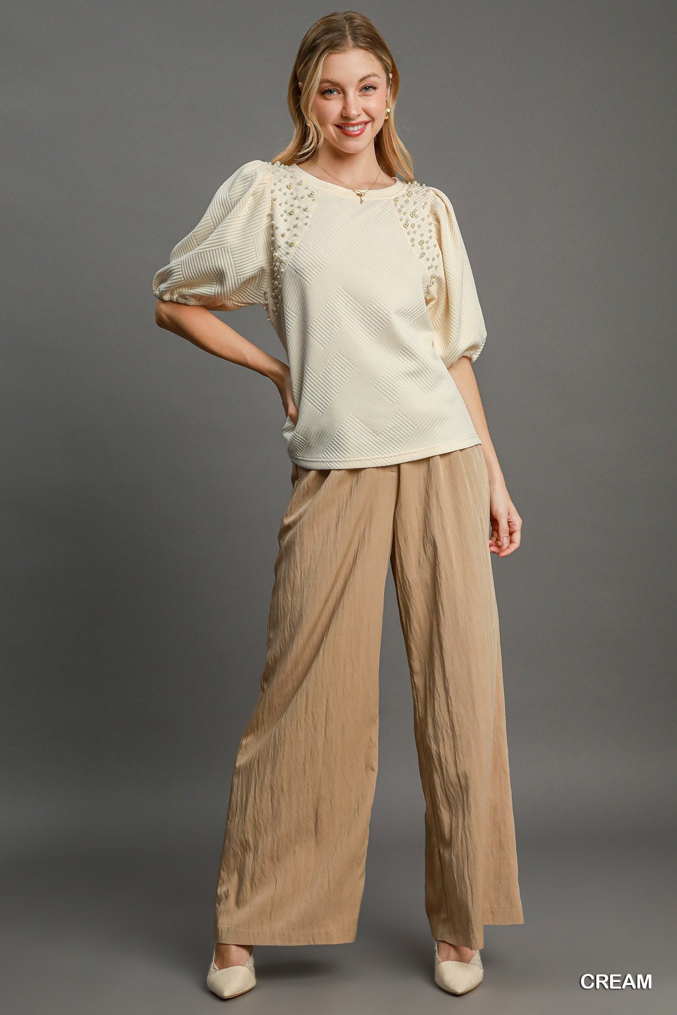 Puff Sleeve Knit Top - Fuzzys Fashion USA