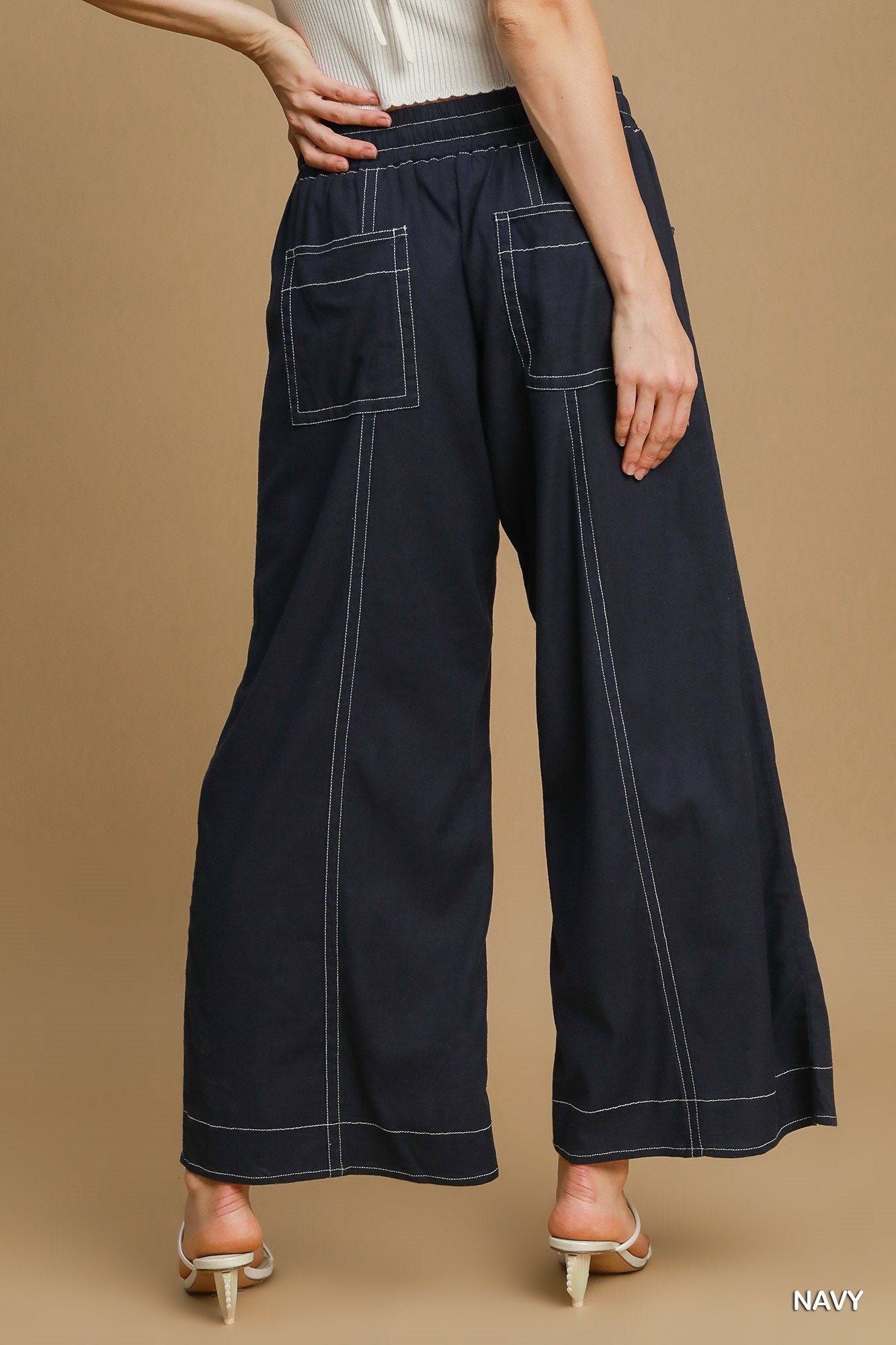 Wide Leg Pull On Pants - Fuzzys Fashion USA