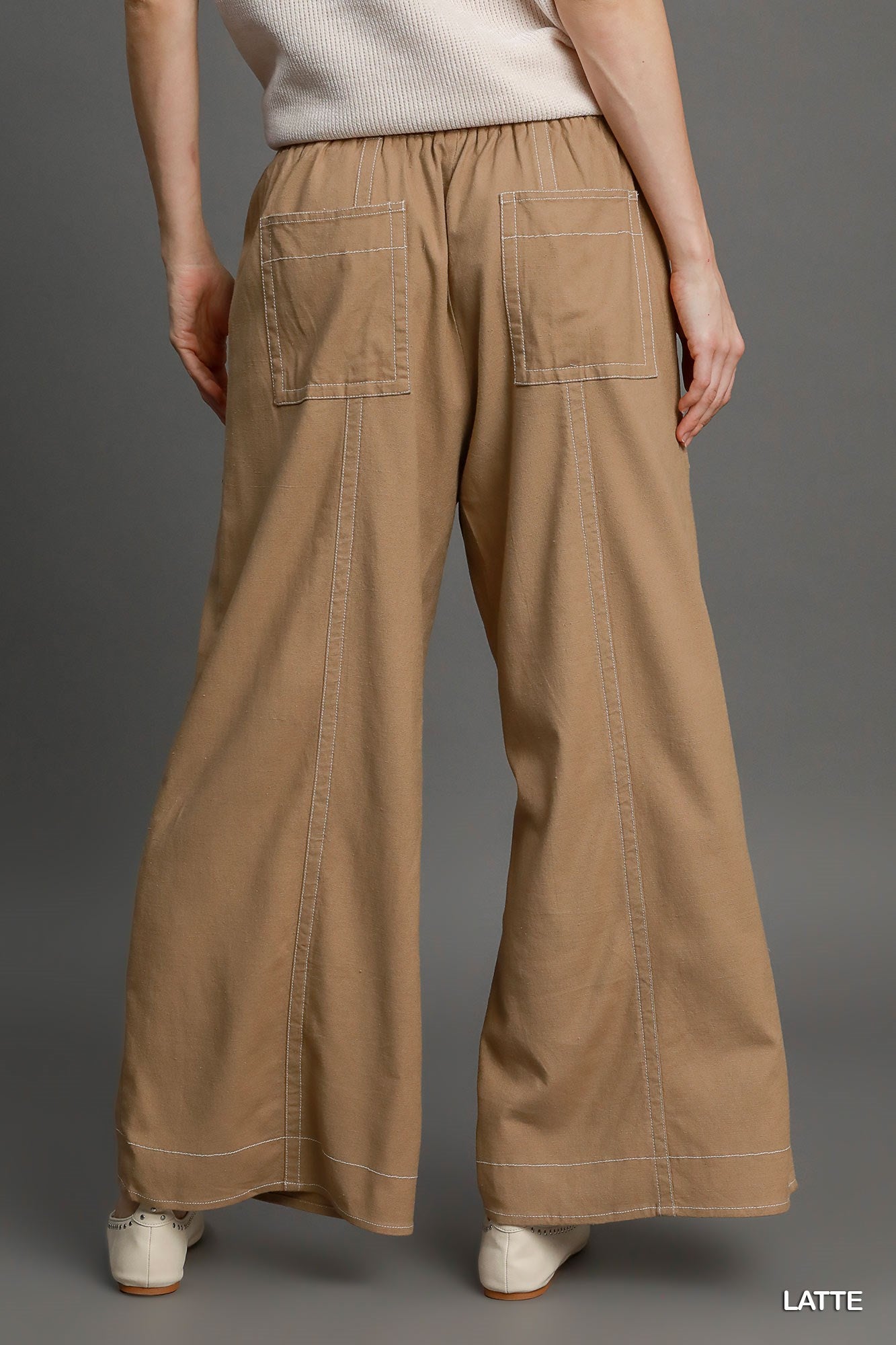 Wide Leg Pull On Pants - Fuzzys Fashion USA