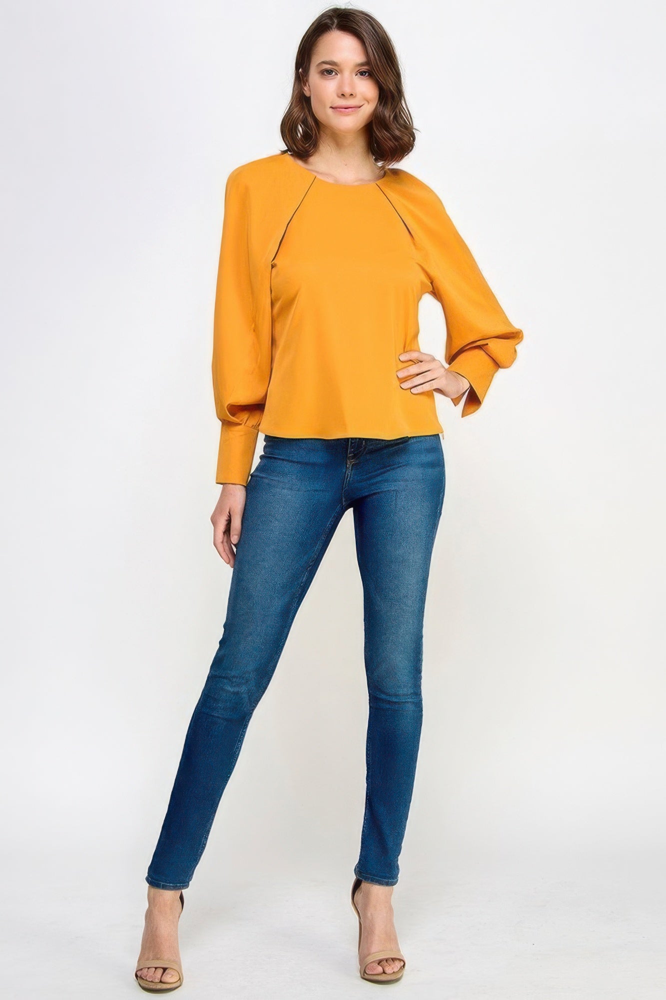 Raglan Long Sleeve Top With Back Neck Tie - Fuzzys Fashion USA