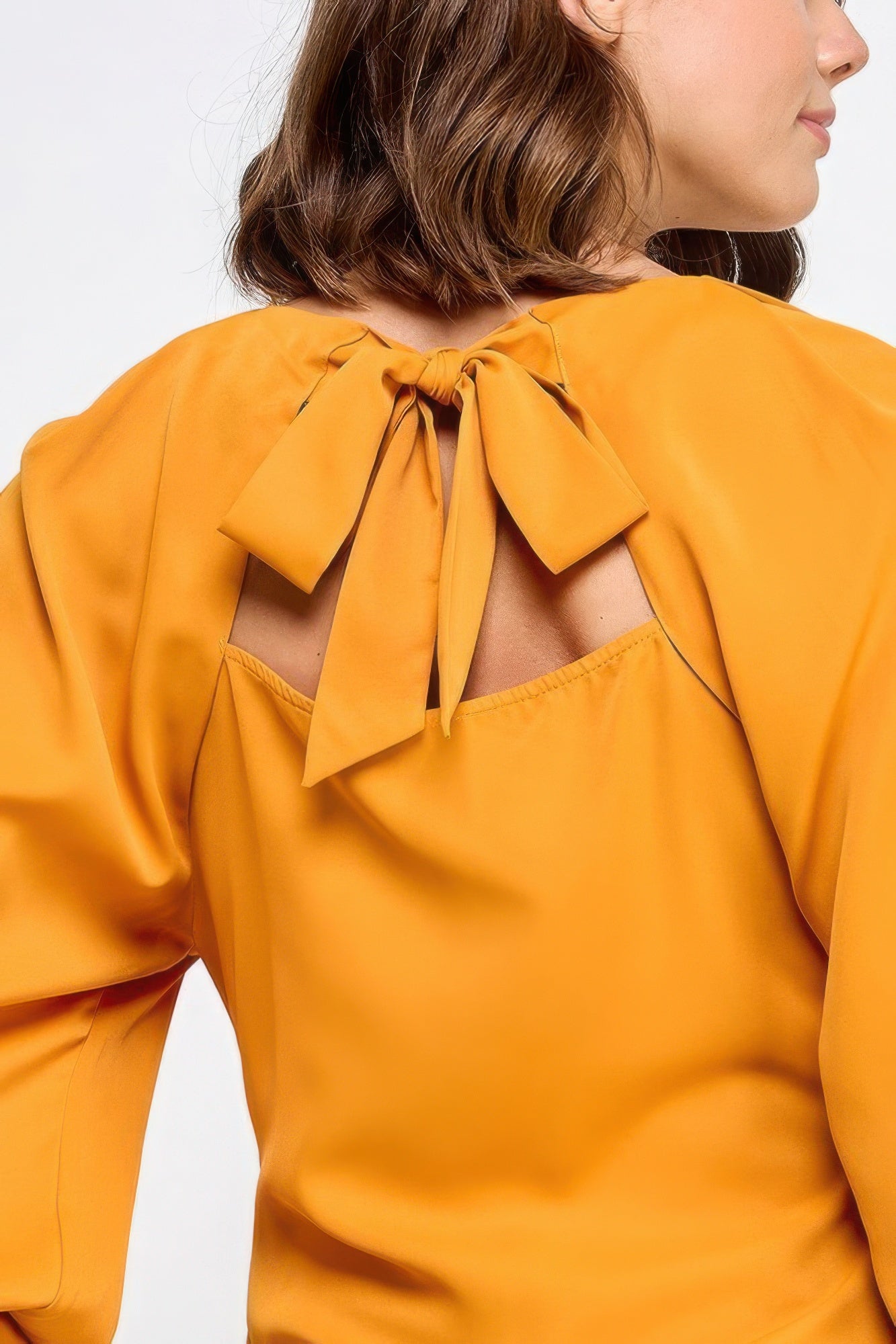 Raglan Long Sleeve Top With Back Neck Tie - Fuzzys Fashion USA