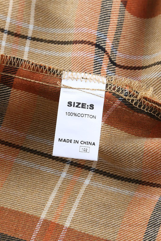 Women Plaid Pocket Buttoned Long Sleeve Shirt - Fuzzys Fashion USA