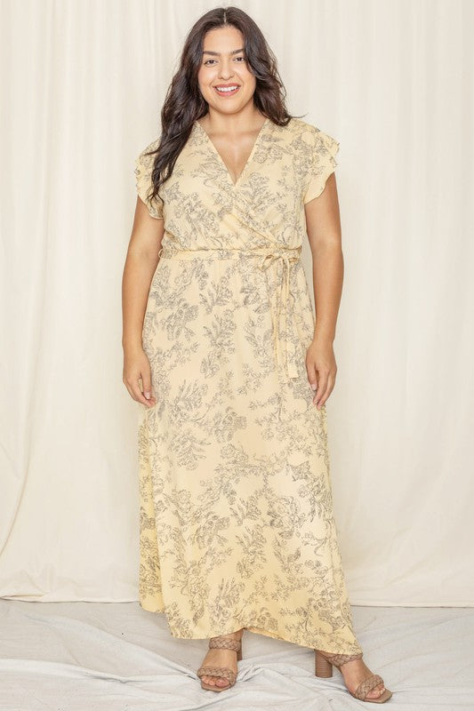 Floral Surplice Sash Sundress no lining - Fuzzys Fashion USA